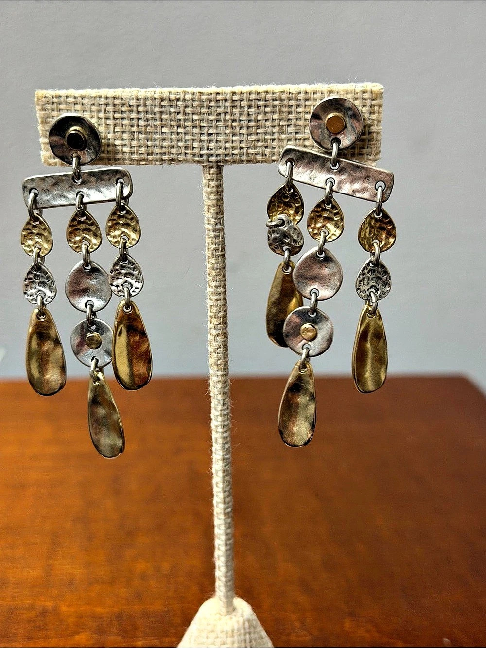 Mixed-Metal Long Dangle Earrings